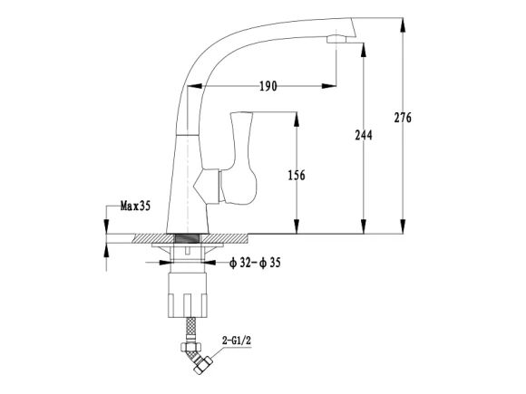 EWIGSTEIN Смеситель для кухни боковой D-40мм темно-бежевый арт.