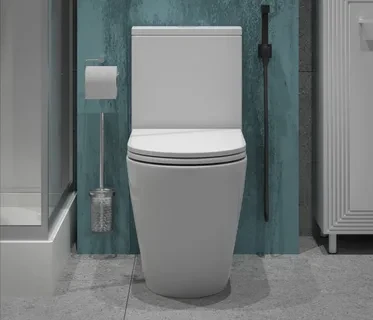 Унитаз-моноблок T1070 безободковый круговой смыв, сиденье тонкое ДП, арматура (с гофрой и подводкой) 