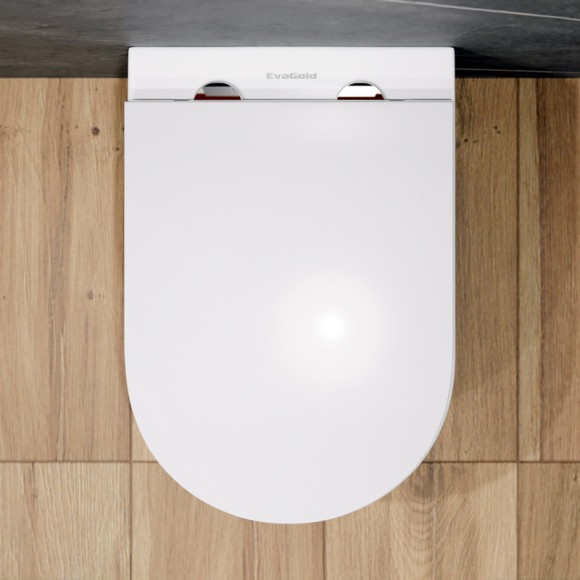 Унитаз подвесной K505T с круговым смывом безободковый, сиденье тонкое ДП, крепления 