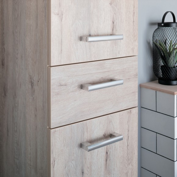 Пенал, 35 см, подвесной/напольный, универсальный, 2 дверцы, 1 ящик, 4 стеклянные полки, дуб кантри