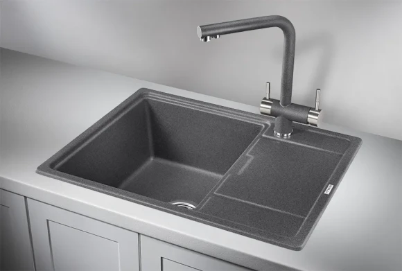 6503, ГРАФИТ (ЧЁРНО-СЕРЫЙ), кухонная мойка, кварц