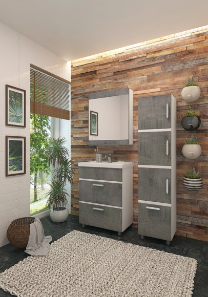 60 Зеркало-шкаф "OLIVER 60", кора дуба