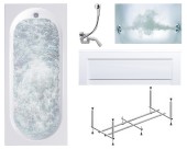 Комплект Акриловая ванна TIMO ROHA1570+каркас+слив-перелив+гидромассаж 6 форсунок+фронтальная панель