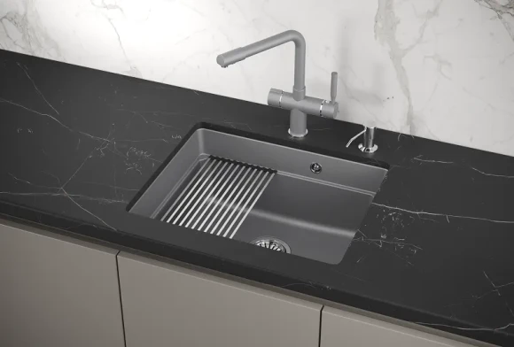 KS-5501U, АЛЮМИНИУМ, кухонная мойка, кварц