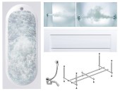 Комплект Акриловая ванна TIMO ROHA1570+каркас+слив-перелив+гидромассаж 6 форсунок+гидромассаж спины 3 форсунки+фронтальная панель