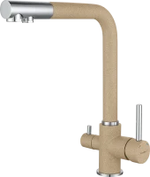 GRANFEST Смеситель для кухни Г-обр. с краном питьевой воды D-35мм песочный арт.