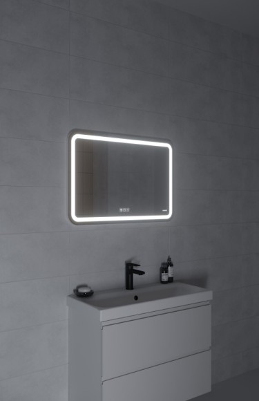 Зеркало LED 051 design pro 80x55 с подсветкой bluetooth с антизапотеванием прямоугольное