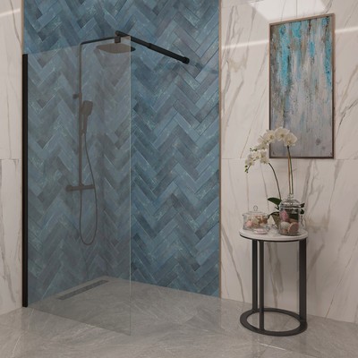 EG6B Душевая шторка EvaGold 90*190, профиль черный матовый, прозрачное стекло