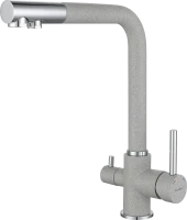 GRANFEST Смеситель для кухни Г-обр. с краном питьевой воды D-35мм серый арт.
