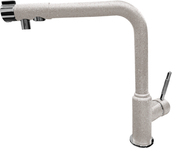 GRANFEST Смеситель для кухни Г-обр. с краном питьевой воды D-35мм серый арт.