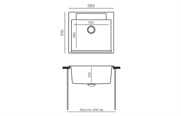 Кухонная мойка Polygran ARGO-560 №14 Серый Кухонная мойка Polygran ARGO-560 №14 Серый