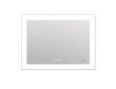 Зеркало LED 060 design pro 80x60 с подсветкой часы с антизапотеванием прямоугольное