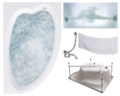 Комплект Акриловая ванна TIMO IVA1595R+Каркас + Слив-перелив+Гидромассаж 6 форсунок+Фронтальная панель