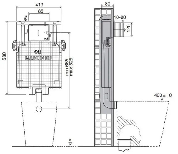 Бачок сливной OLI 80, механический 600051