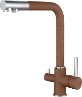 GRANFEST Смеситель для кухни Г-обр. с краном питьевой воды D-35мм терракот арт.
