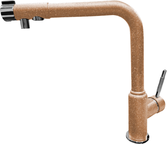 GRANFEST Смеситель для кухни Г-обр. с краном питьевой воды D-35мм терракот арт.