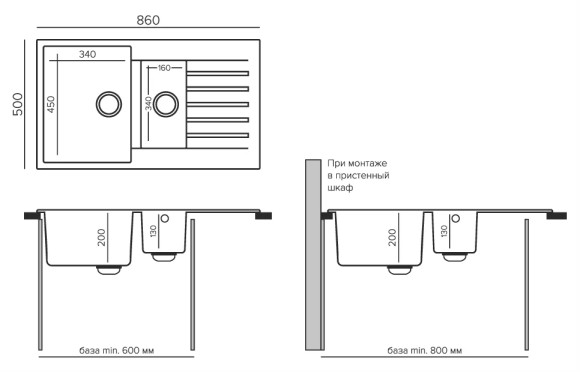 Кухонная мойка TOLERO Classic R-118 (№911 (Черн))