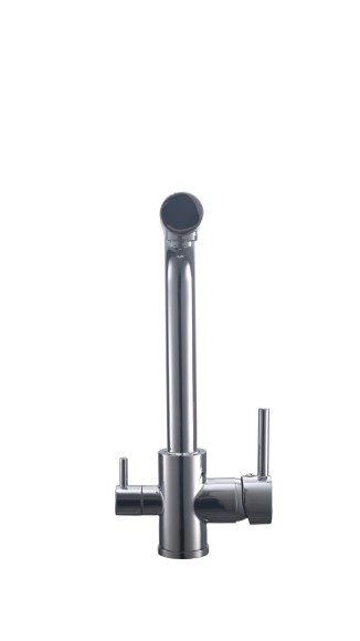 FK042C Смеситель для кухни нержавейка, хром со встр. фильтром (краном) под питьевую воду EvaGold