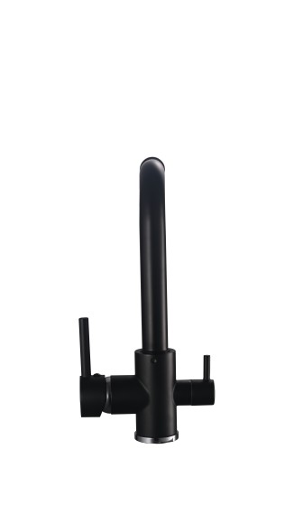 FK041B Смеситель для кухни латунь, черный со встроенным фильтром (краном) под питьевую воду EvaGold