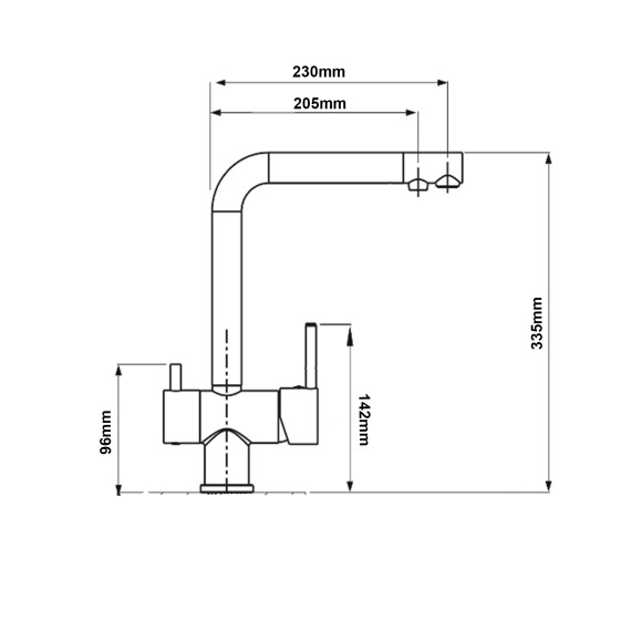 FK041B Смеситель для кухни латунь, черный со встроенным фильтром (краном) под питьевую воду EvaGold