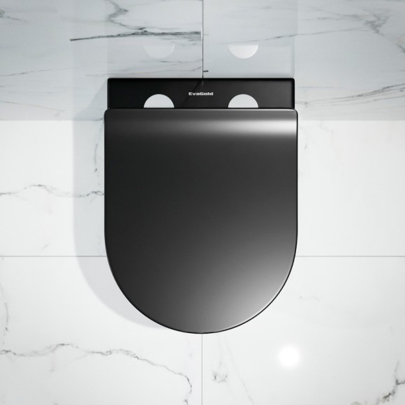 Унитаз подвесной K703BM черный матовый безободковый, сиденье тонкое ДП, крепления 