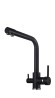 FK042B Смеситель для кухни нержавейка, черный со встр. фильтром (краном) под питьевую воду EvaGold