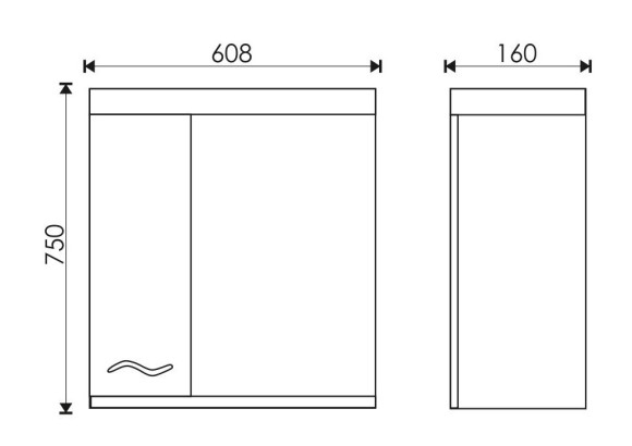 60 Зеркало-шкаф "Волна 60" /лев/ 60 Зеркало-шкаф "Волна 60" /лев/