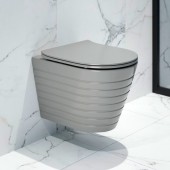 Унитаз подвесной K703GM серый матовый безободковый, сиденье тонкое ДП, крепления  Унитаз подвесной K703GM серый матовый безободковый, сиденье тонкое ДП, крепления