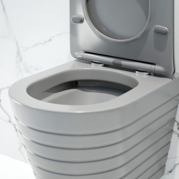 Унитаз подвесной K703GM серый матовый безободковый, сиденье тонкое ДП, крепления 