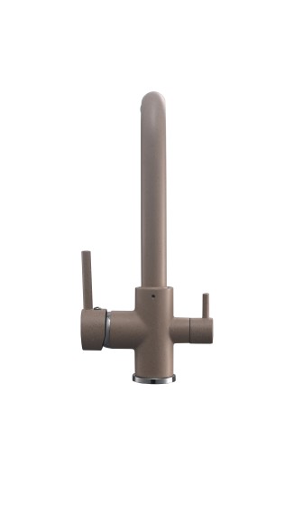 FK041D Смеситель для кухни латунь, бежевый со встроенным фильтром (краном) под питьевую воду EvaGold