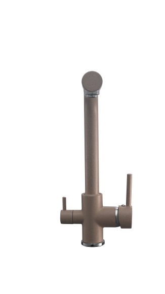 FK041D Смеситель для кухни латунь, бежевый со встроенным фильтром (краном) под питьевую воду EvaGold