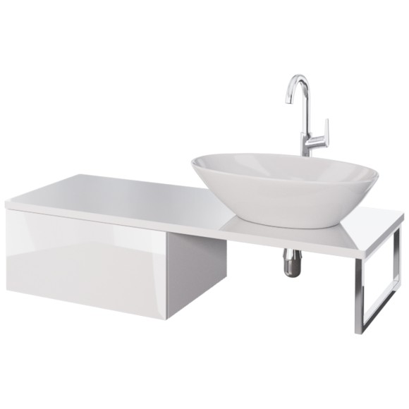 Ящик BOX, 60 см, подвесной, для стеклянной столешницы LINE, 1 ящик, push-to-open, белый глянец