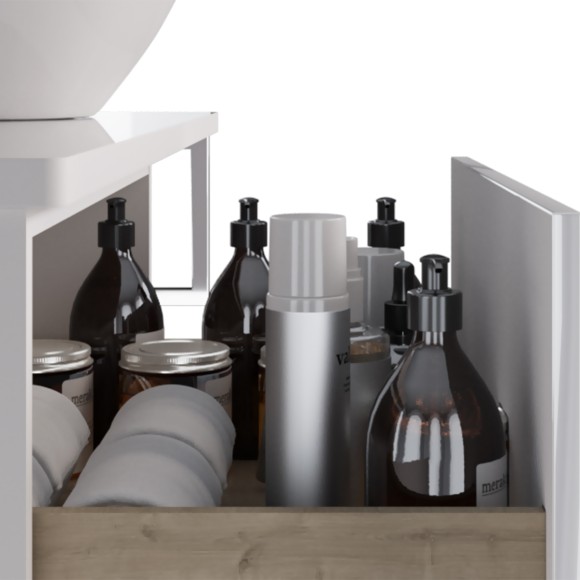 Ящик BOX, 60 см, подвесной, для стеклянной столешницы LINE, 1 ящик, push-to-open, белый глянец