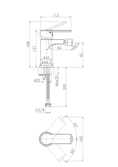 Смеситель для биде BRASKO однорычажный