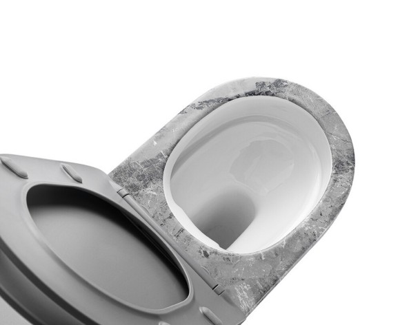 EG505Gray Подвесной унитаз EvaGold мрамор серый, безободковый, сид. серое мат. тонкое ДП 