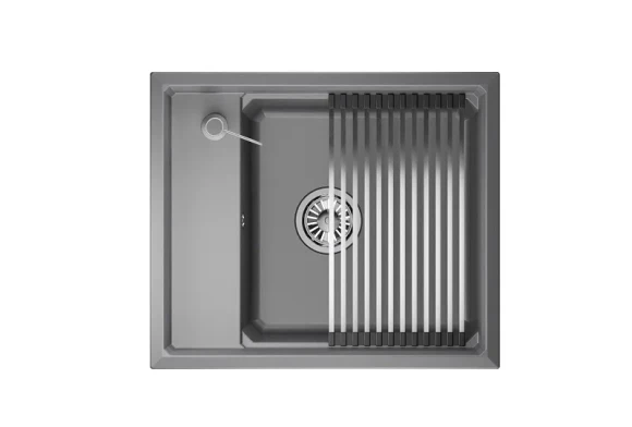 KS-6004, АЛЮМИНИУМ, кухонная мойка, кварц