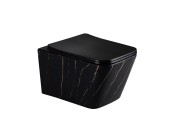 EG633Black-G Подвесной унитаз EvaGold мрамор черное золото, безободковый, сид. черн. мат. тонкое ДП  EG633Black-G Подвесной унитаз EvaGold мрамор черное золото, безободковый, сид. черн. мат. тонкое ДП