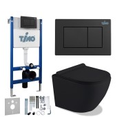 TIMO Комплект 3 в 1 унитаз черный KULO + инсталляция + кнопка смыва REKO черная матовая с шумоизоляцией и креплениями