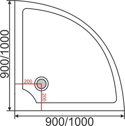 Поддон акриловый ABS07 90х90х15 полукруглый (с сифоном)