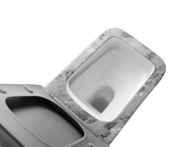 EG633Gray Подвесной унитаз EvaGold мрамор серый безободковый, сид. серое мат. тонкое ДП 