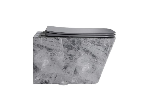 EG633Gray Подвесной унитаз EvaGold мрамор серый безободковый, сид. серое мат. тонкое ДП 