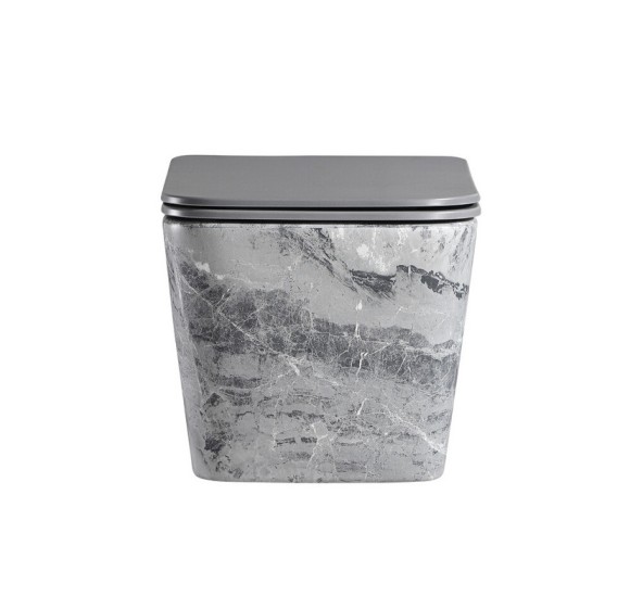 EG633Gray Подвесной унитаз EvaGold мрамор серый безободковый, сид. серое мат. тонкое ДП 