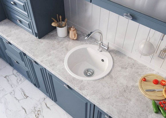 Кухонная мойка Polygran ATOL-460 №36 Белый Хлопок