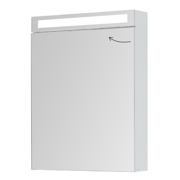 Шкаф зеркальный MAX, 60 см, 1 дверца, 2 стеклянные полки, белый глянец