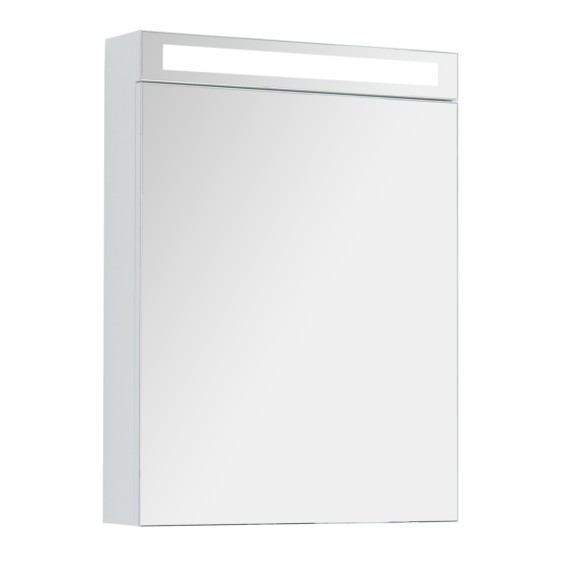 Шкаф зеркальный MAX, 60 см, 1 дверца, 2 стеклянные полки, белый глянец