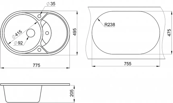 7801, АЛЮМИНИУМ, кухонная мойка, кварц